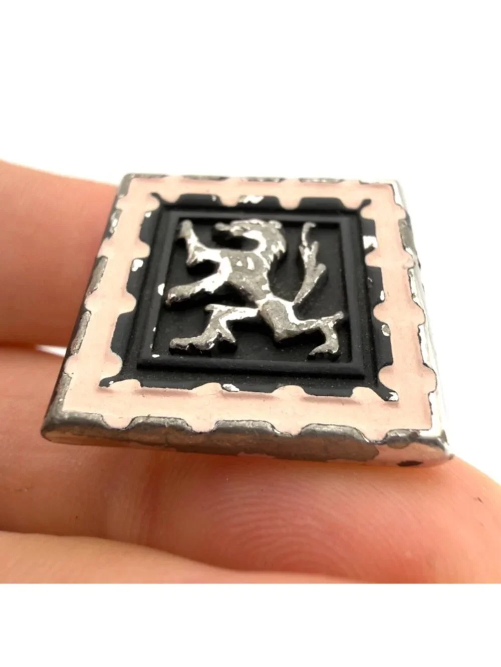 Vintage Silver Tone Lion Cufflinks Set of 2 Square Heraldic